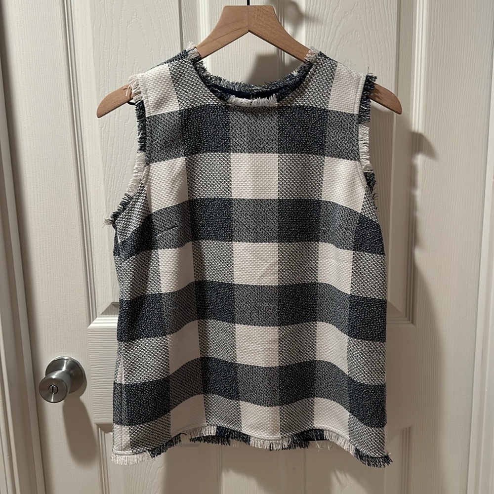 Banana Republic Blue & White Tweed Top-Medium